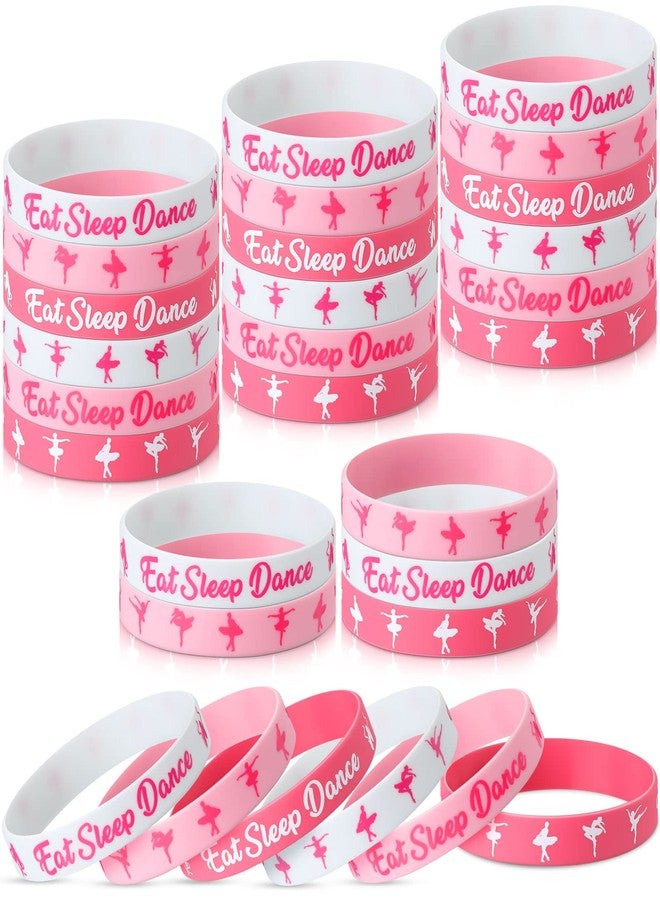 Inbagi 30 Pcs Ballet Dance Party Rubber Bracelets Cheerleading Dance Party Favors Girl Gymnastics Dancer Team Gifts Pink Inspirational Silicone Wristband Stretch Motivational Band Gymnastics Bracelet Women - Image 1