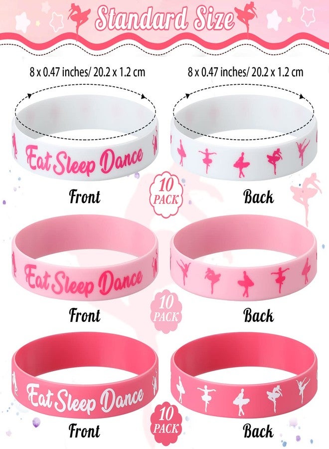 Inbagi 30 Pcs Ballet Dance Party Rubber Bracelets Cheerleading Dance Party Favors Girl Gymnastics Dancer Team Gifts Pink Inspirational Silicone Wristband Stretch Motivational Band Gymnastics Bracelet Women - Image 2