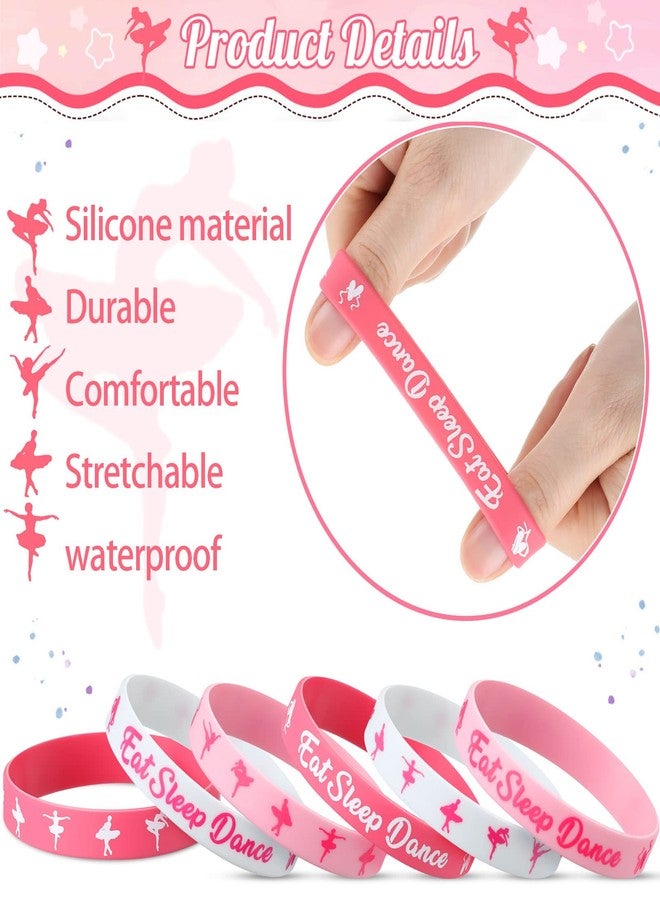 Inbagi 30 Pcs Ballet Dance Party Rubber Bracelets Cheerleading Dance Party Favors Girl Gymnastics Dancer Team Gifts Pink Inspirational Silicone Wristband Stretch Motivational Band Gymnastics Bracelet Women - Image 3