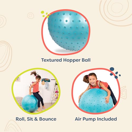 B. Toys لعبة ب. – كرة قفز بونسي بقطر 26 إنش باللون الأزرق للأطفال، كرة كبيرة للقفز واللعب والتمارين مع مضخة هواء مرفقة، مناسبة للأطفال من 3 سنوات فما فوق - Image 2