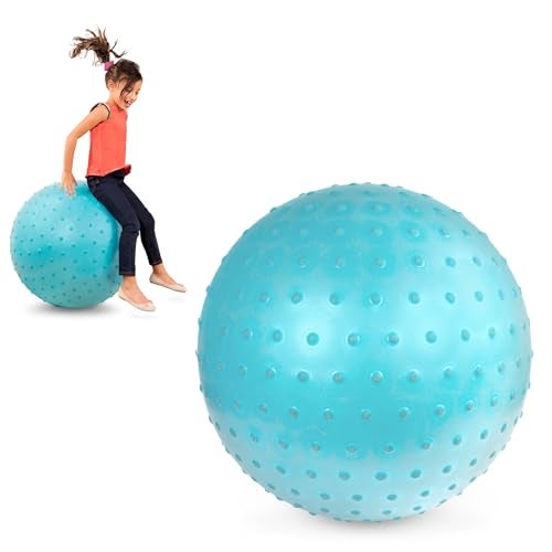 B. Toys لعبة ب. – كرة قفز بونسي بقطر 26 إنش باللون الأزرق للأطفال، كرة كبيرة للقفز واللعب والتمارين مع مضخة هواء مرفقة، مناسبة للأطفال من 3 سنوات فما فوق - Image 1