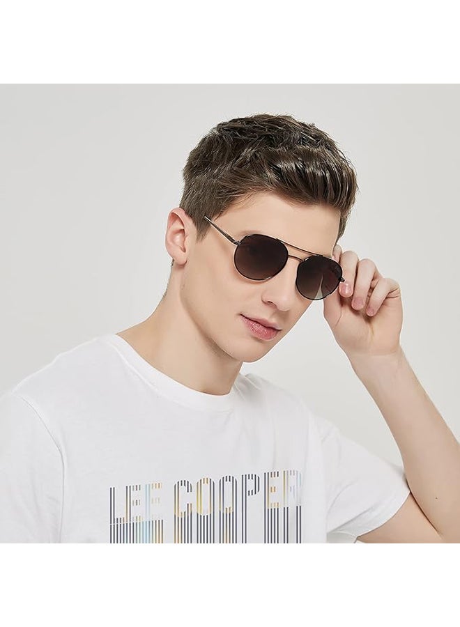 Lee Cooper Unisex Polarized Sunglasses Brown Frame Gradient Brown Lens - 50 mm Lens - LC1035C03 - Image 4