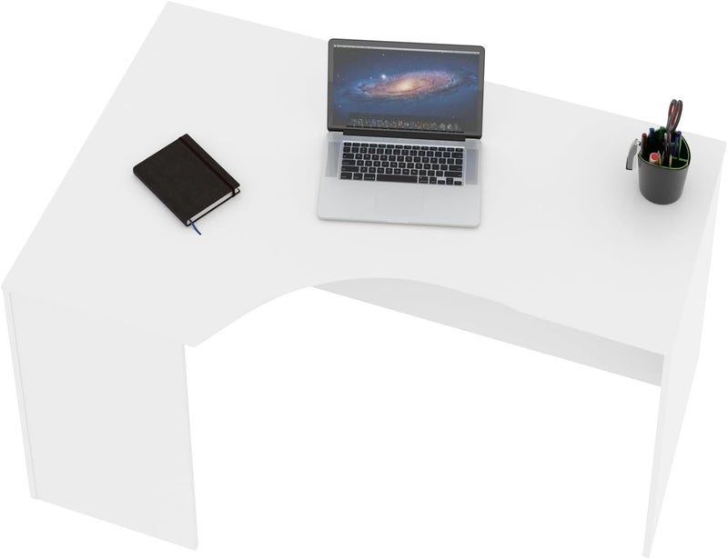 Sky Land Skyland White Ergonomic Corner Office Desk Left-Hand 140x90 cm, Reinforced Computer Table with Ergo Cutout and Adjustable Feet, European Quality - Image 4