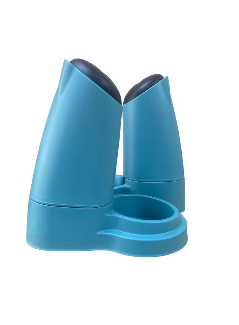 HAPPY PUSS Pet water dispenser and feeder.  Feed gravity type, pack of 2; Self-Dispensing gravity pet drinker and feeder. For cats and dogs. Blue color. - Image 2