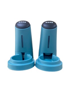 HAPPY PUSS Pet water dispenser and feeder.  Feed gravity type, pack of 2; Self-Dispensing gravity pet drinker and feeder. For cats and dogs. Blue color.  - Image 3