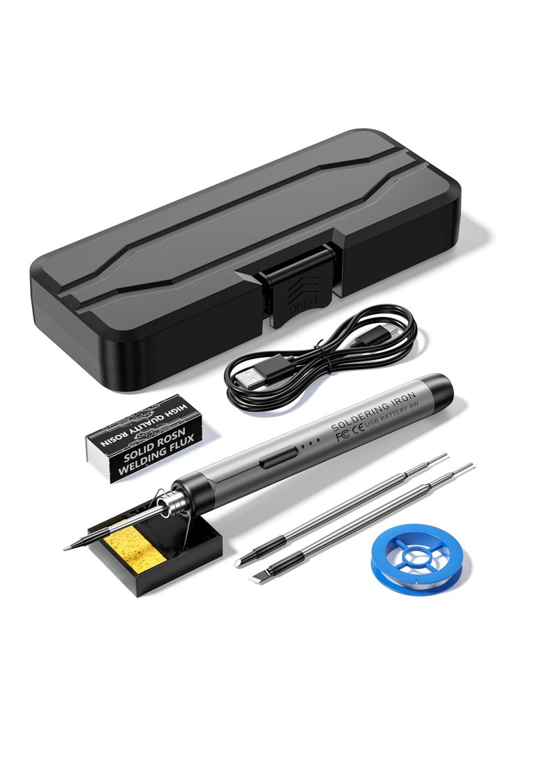 Soldering Iron Cordless USB Rechargeable Portable 3-speed Temperature Adjustable Rosin Soldering Iron Stand Storage Case Heating Core Soldering Iron - Image 1