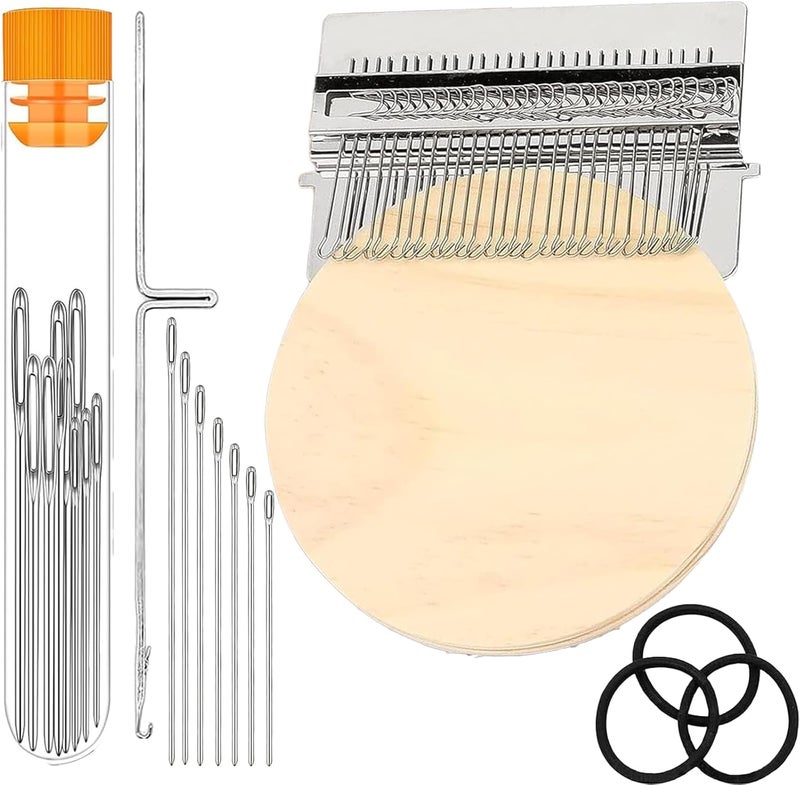 Diameleo Knit Patch Mending Kit, Patch Maker Loom, Patchmaker Loom for Mending Jeans Socks Clothes Loom Machine Makes Beautiful Stitching DIY Weaving Arts (28 Hooks) - Image 1