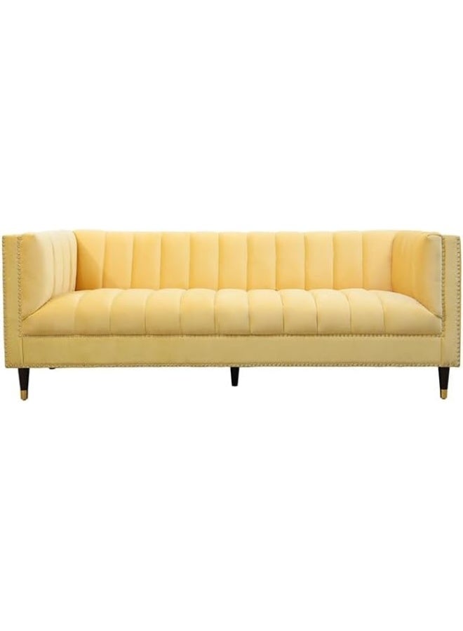 Generic Luxury Luxe Velvet Chesterfield Sofa - 3-Seater Tuxedo Tufted Channel Back Sofa, Mid-Century Modern Velvet Couch for Living Room, Apartment  - Image 1