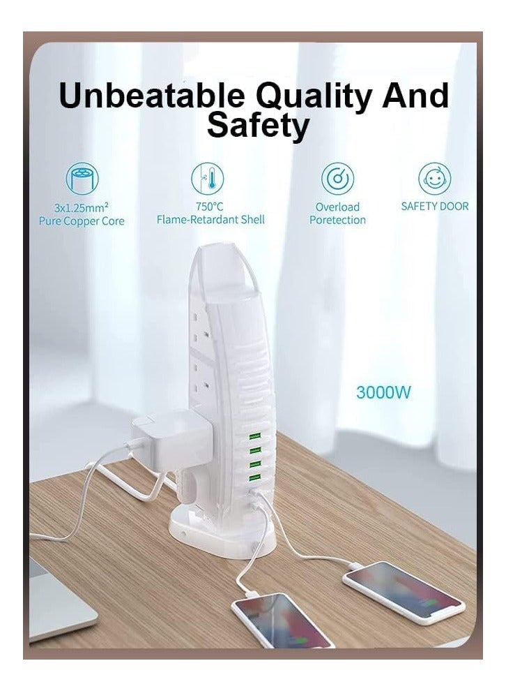 Electrical Extension , 5 Meters Long, Equipped with 6 USB Ports, 8 AC Ports, and a USB-C Port. - Image 3