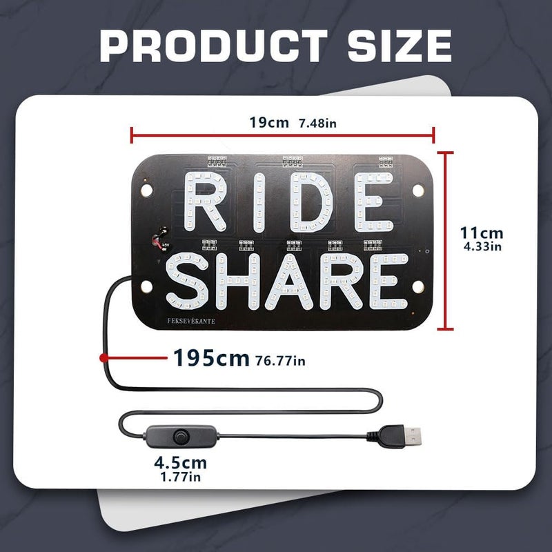 YSY LED Rideshare Sign with USB Cable - Image 2