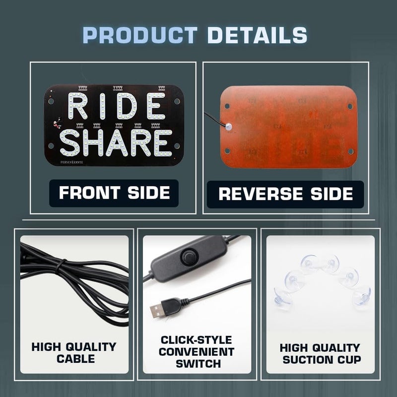 YSY LED Rideshare Sign with USB Cable - Image 3