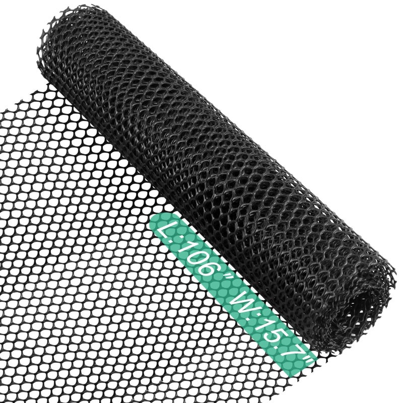 HANWRAPS Plastic Chicken Wire,15.7"Ã—106" Plastic Wire Mesh Fence,Garden Netting Fencing Barrier for Poultry, Dogs, Rabbits,Chicken and Snake Barrier, Balcony Netting for Pets,Black - Image 1