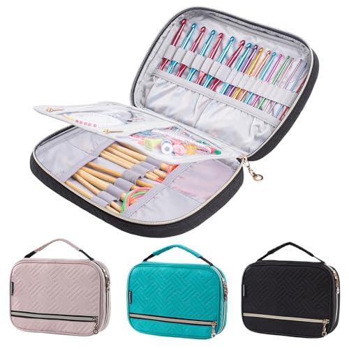 MYBAGZING Crochet Hook Case - Quilted Organizer Case - Hook Holder for Circular Knitting Needles & Crochet Hooks (up to 8") - Image 1