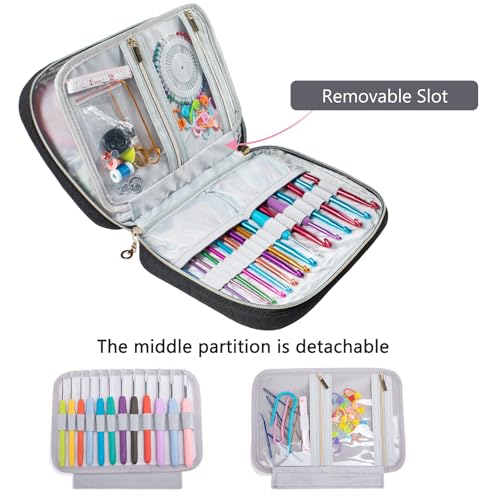 MYBAGZING Crochet Hook Case - Quilted Organizer Case - Hook Holder for Circular Knitting Needles & Crochet Hooks (up to 8") - Image 3
