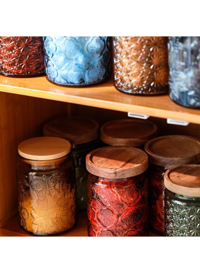 Vintage Glass Jar, Sunflower Storage Jar, 23.7 FL OZ Glass Jar with Solid Wood Lid, Glass Food Storage Canister for Kitchen, Laundry Detergent, Coffee, Candy Jar Cute Jar (Blue) - Image 5