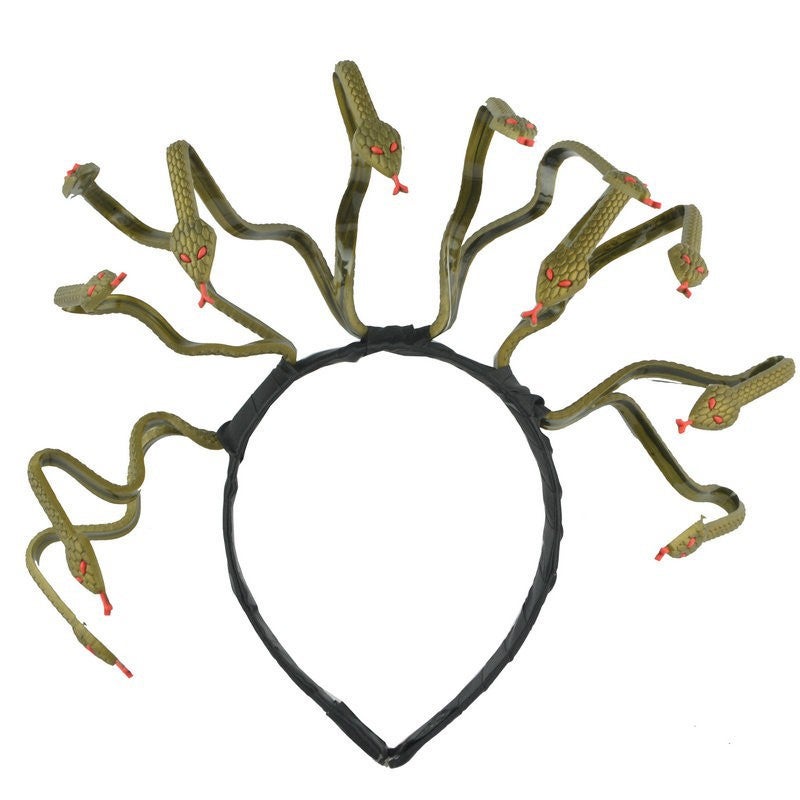 Halloween Ancient Greek Mythology Medusa Snake Hair Hoop Carnival Party Performance Snake Headband Snake Hair Accessories Snake Head Headband: Earth Gold 