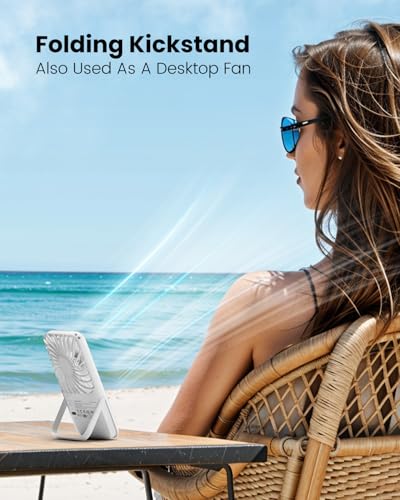 Gaiatop Portable Handheld Fan, 3 Speed LED Makeup Mirror with Light, Folding Stand for Desktop, Rechargeable Mini Personal Fans Small Travel Essentials Gifts for Women Girls - Image 3