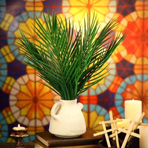 FineCheer 50 Pcs Easter Palm Sunday Decoration Crafts Including 25 5'' Religious Crosses and 25 9.4'' Artificial Palm Leaves Large Faux Plants Branches for Sunday Church Arrangement Party Decoration - Image 5