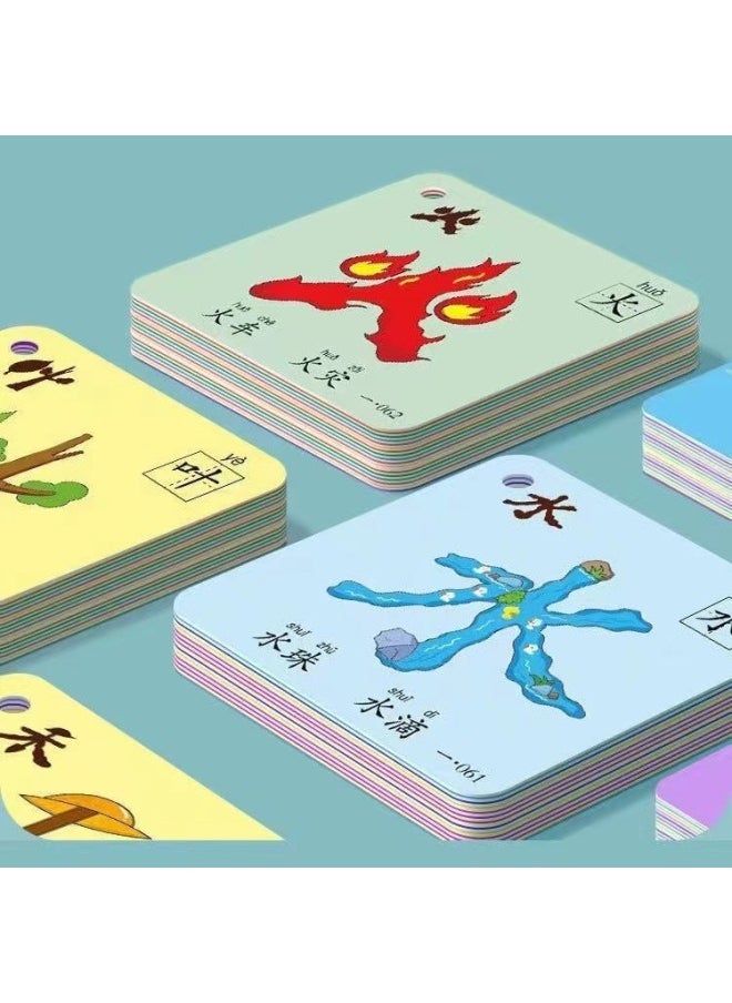 Children's Pictographic Literacy Card Children's Connection Baby's Reading Picture Recognition Chinese Character Enlightenment Early Education Educational Card Large And Medium Class-Specifications: