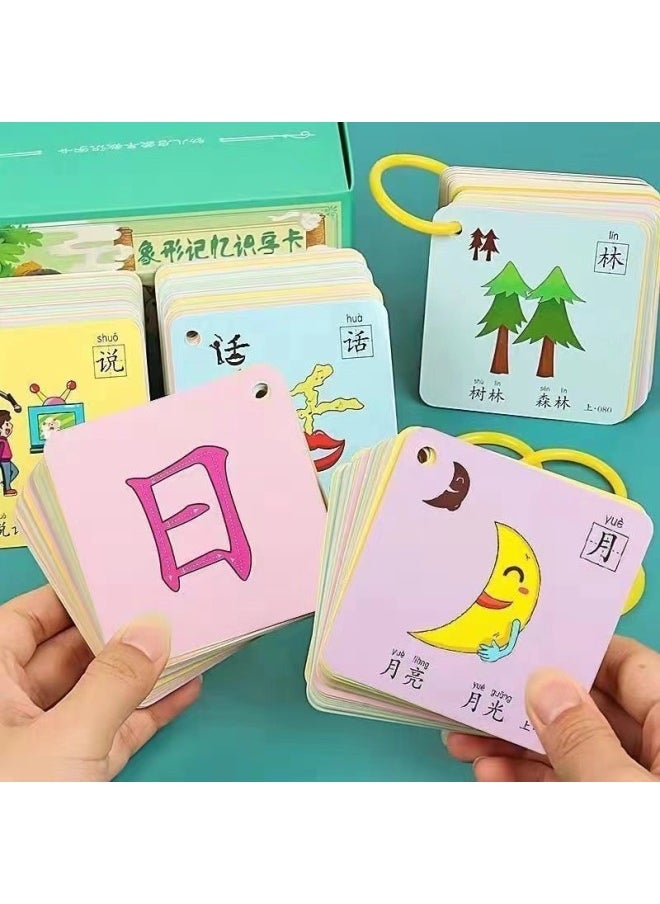Children's Pictographic Literacy Card Children's Connection Baby's Reading Picture Recognition Chinese Character Enlightenment Early Education Educational Card Large And Medium Class-Specifications: