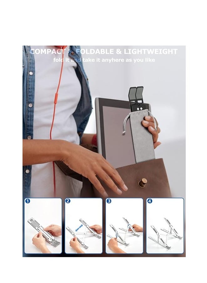 فوكار حامل كمبيوتر محمول من PHOCAR، قاعدة كمبيوتر محمول قابلة للتعديل لجهاز iPad، MacBook Pro، حامل كمبيوتر محمول قابل للطي وحامل تبريد للكمبيوتر المحمول لجهاز MacBook، Dell، Surface، HP، Asus، Lenovo  - Image 4