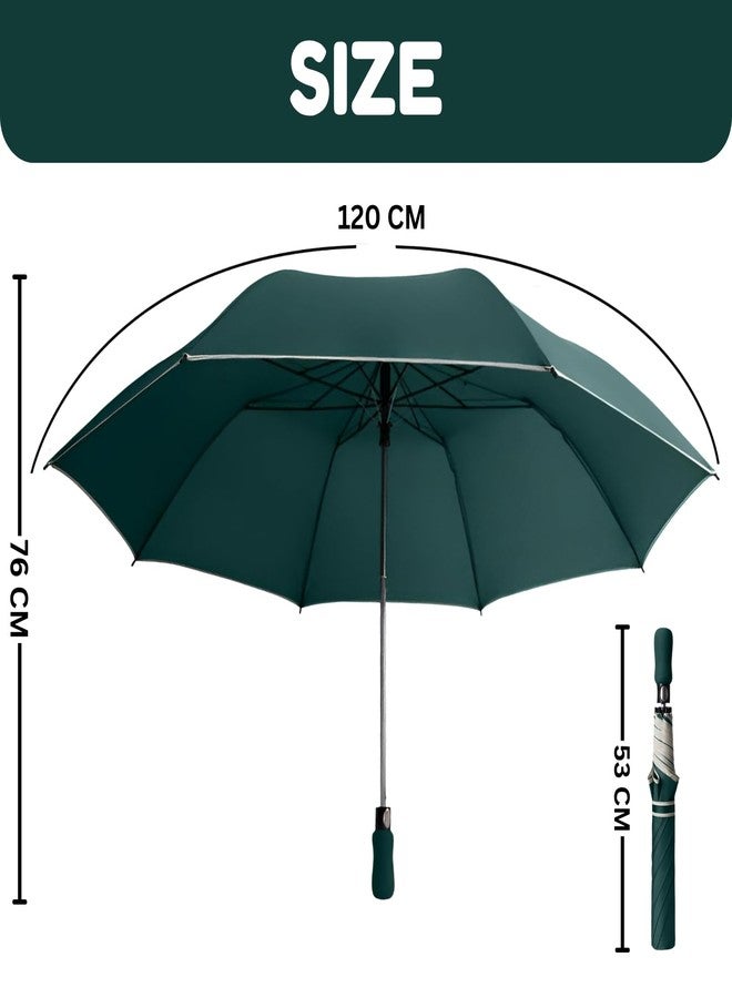 JRM EVA Handle Umbrella for Men & Women | Auto Open Manual Close Windproof Rain Umbrella | Compact & Travel-Friendly | Comfort Sponge Grip | Strong & Durable All-Weather Umbrella (GREEN) - Image 4