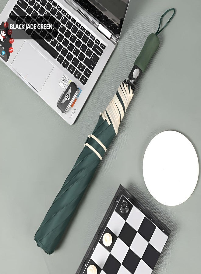 JRM EVA Handle Umbrella for Men & Women | Auto Open Manual Close Windproof Rain Umbrella | Compact & Travel-Friendly | Comfort Sponge Grip | Strong & Durable All-Weather Umbrella (GREEN) - Image 2