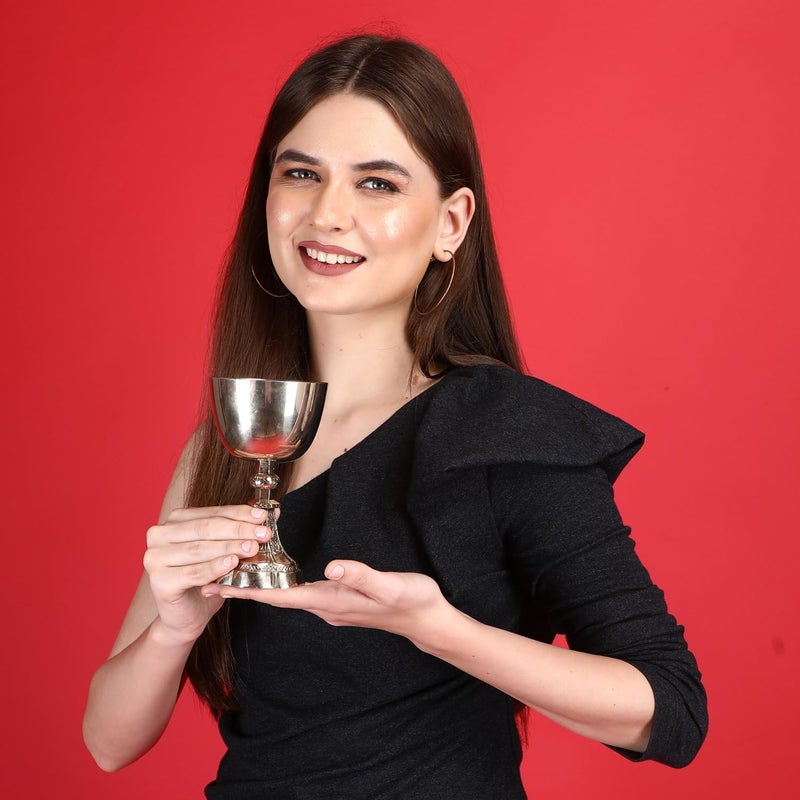 REPLICARTZUS Vintage Chalice Goblet Communion Cup, Brass Wine Goblet, Handmade Gold Chalice - Ideal Gift for Wine Enthusiasts - Wedding Wine Glass, 1 Pc 6.5" - 230 ml - Image 5