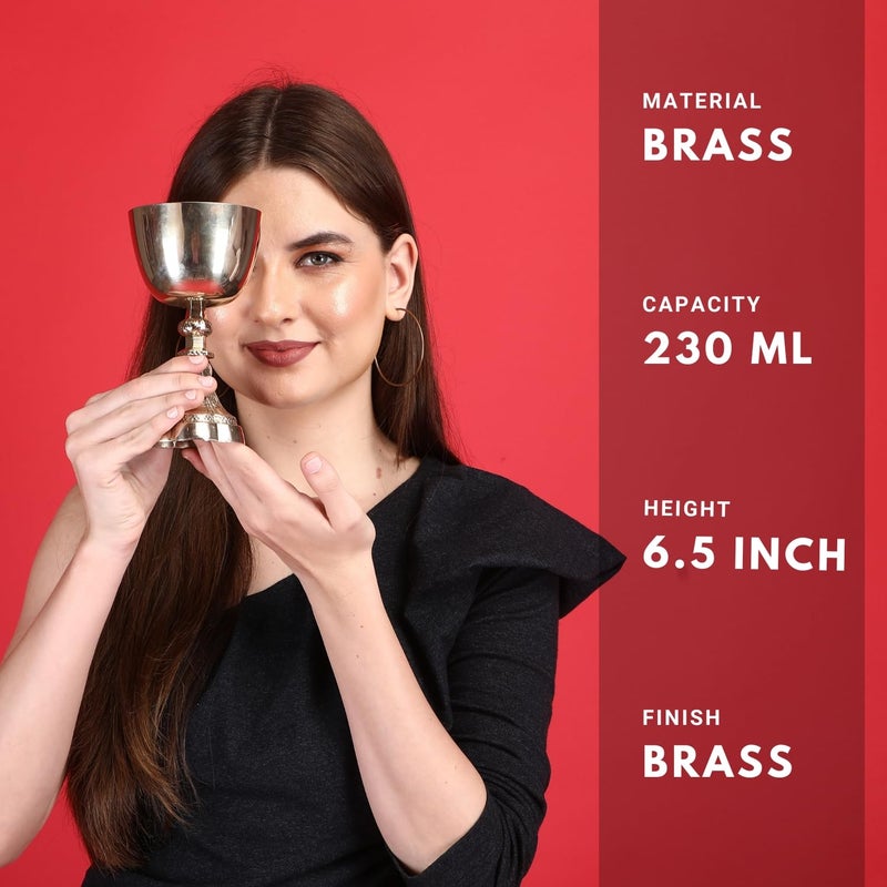 REPLICARTZUS Vintage Chalice Goblet Communion Cup, Brass Wine Goblet, Handmade Gold Chalice - Ideal Gift for Wine Enthusiasts - Wedding Wine Glass, 1 Pc 6.5" - 230 ml - Image 2