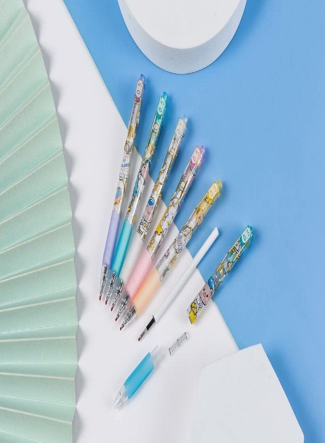WISHKEY Plastic Retractable Gel Pen Set For Boys & Girls, Smooth Pens for Writing Class Notes & Journal, School Stationery Gift Item for Kids, Blue Ink (Set of 6) - Image 2
