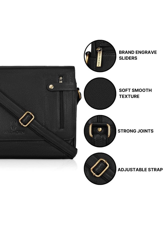 WildHorn Men Messenger Bag, Black - Image 5