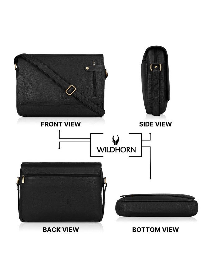 WildHorn Men Messenger Bag, Black - Image 3