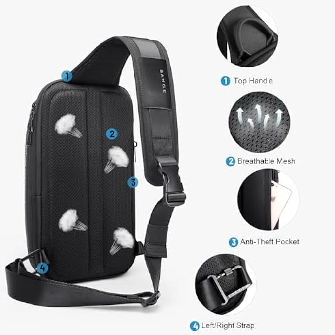 BANGE Sling Bag Crossbody Shoulder Backpack for Men WomenCasual Rucksack for Hiking Daypack Waterproof Sling Chest Bag unisex crossbody bag for travel and hiking - Image 3