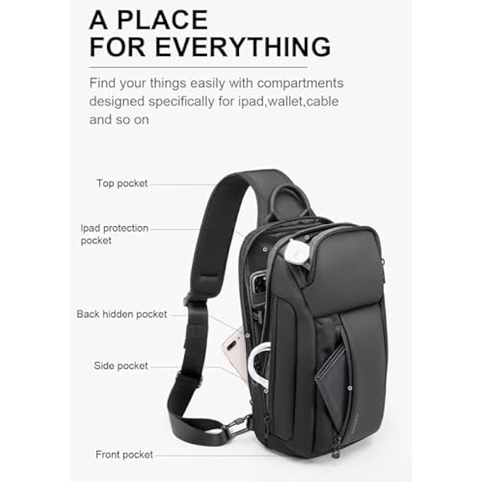 BANGE Sling Bag Crossbody Shoulder Backpack for Men WomenCasual Rucksack for Hiking Daypack Waterproof Sling Chest Bag unisex crossbody bag for travel and hiking - Image 2