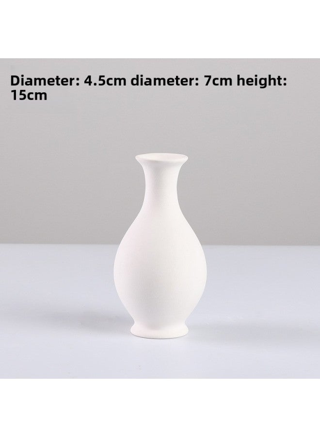 Beauenty Coloring Material Art Non-embryo Kindergarten Embryo White Vase Vase Water Extension Ceramic Gypsum Color Painting Parent-child-Color:28-4 White  - Image 1