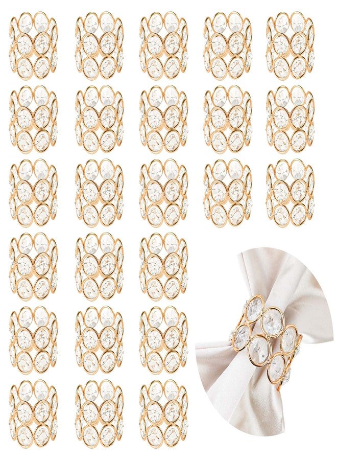 kehail Crystal Metal Napkin Rings Set, Elegant Wedding/Party Table Decor, Shiny Holiday Dinner Accessories Bulk, Bridal Shower Gift, Anniversary, Christmas, Home Decor Essentials (Gold, 24-Pcs) - Image 1