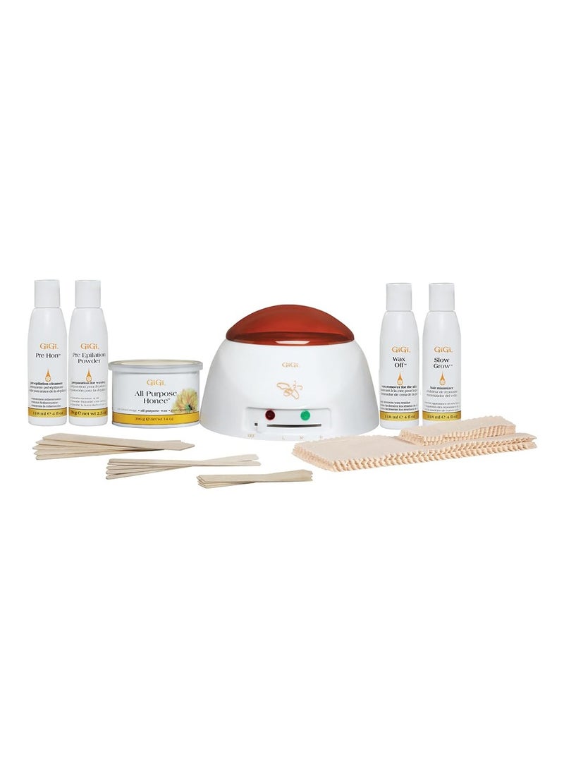 GiGi GiGi Student Starter Hair Removal Kit, Ultimate Waxing Set for Beginners, For Brows, Upper Lip, Underarms, Chest, Legs, and Bikini Area, with Post and Pre Wax Treatments, for All Skin & HairTypes  - Image 1