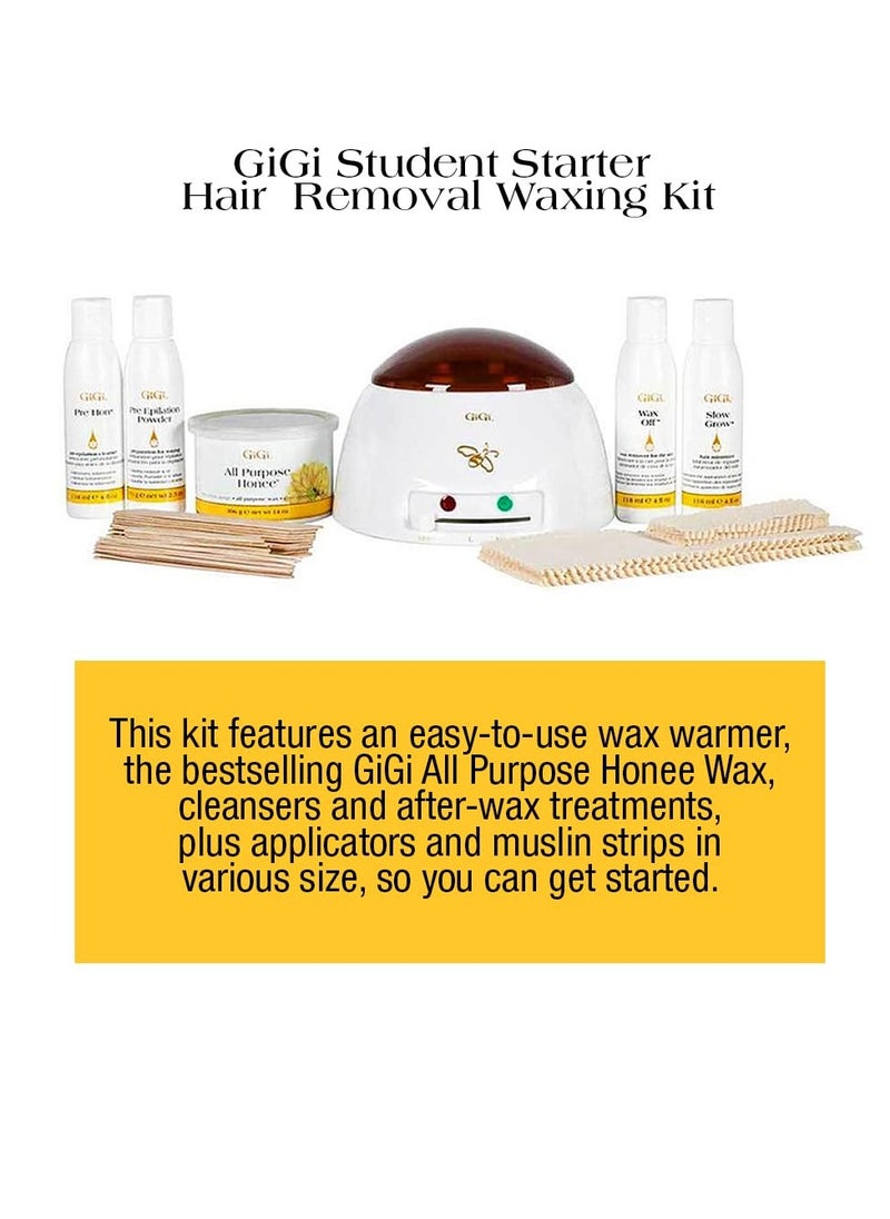 GiGi GiGi Student Starter Hair Removal Kit, Ultimate Waxing Set for Beginners, For Brows, Upper Lip, Underarms, Chest, Legs, and Bikini Area, with Post and Pre Wax Treatments, for All Skin & HairTypes  - Image 2