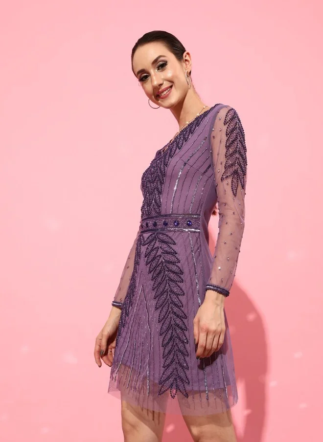 STREET 9  Lavender Embellished Sheath Dress for Women for Women | Best Price UAE