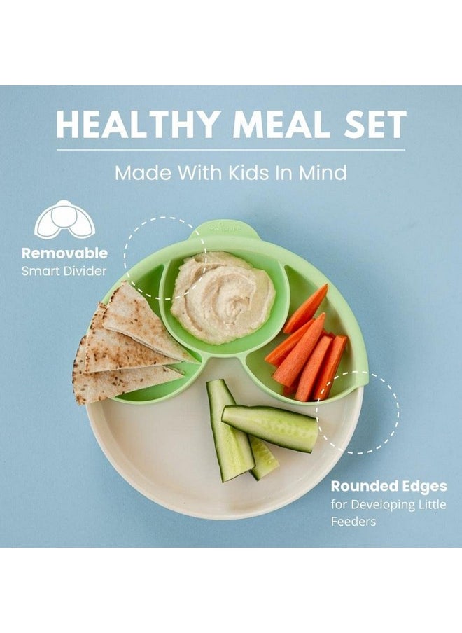 Miniware Healthy Meal Set With Sandwich Plate, Divider, And Detachable Suction Foot For Baby Toddler Kids - Promotes Self Feeding | Eco-Friendly And Bpa Free | Dishwasher Safe (Toffee, Peach)  - Image 2