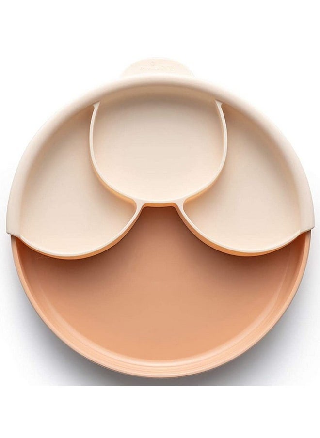 Miniware Healthy Meal Set With Sandwich Plate, Divider, And Detachable Suction Foot For Baby Toddler Kids - Promotes Self Feeding | Eco-Friendly And Bpa Free | Dishwasher Safe (Toffee, Peach)  - Image 1