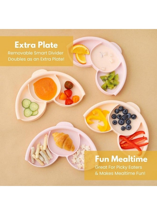 Miniware Healthy Meal Set With Sandwich Plate, Divider, And Detachable Suction Foot For Baby Toddler Kids - Promotes Self Feeding | Eco-Friendly And Bpa Free | Dishwasher Safe (Toffee, Peach)  - Image 4