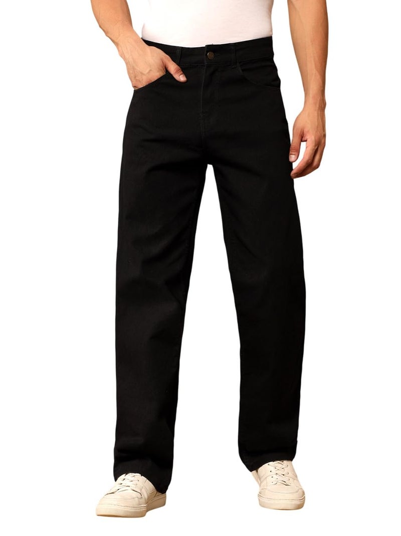 KOTTY Mens Solid Badab Black Wash Coin Pocket Jeans (Black,28)-KTTMENSJEANS309_28 - Image 1