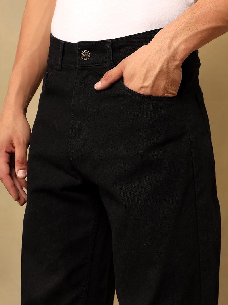 KOTTY Mens Solid Badab Black Wash Coin Pocket Jeans (Black,28)-KTTMENSJEANS309_28 - Image 2