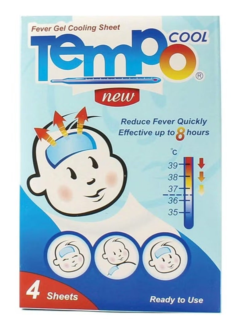Tempo cool Fever Gel Cooling Sheet for Children 1+ Years,  4 Sheets 