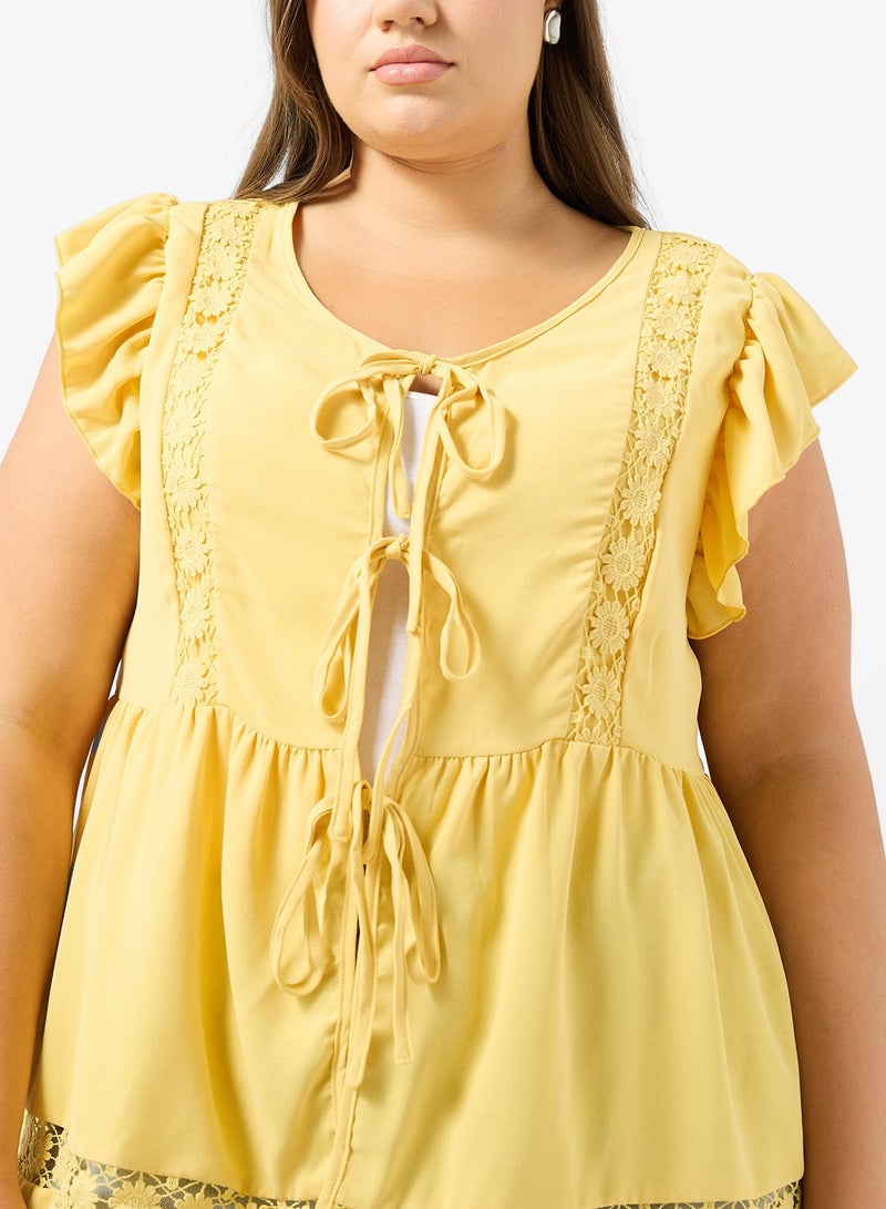 جينجر بلس بلوزة مطرزة بربطة بوهيمية - Image 3