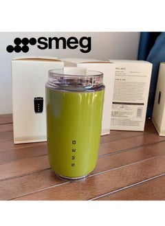smeg 320ML Beverage Cup Travel Portable Car Drinking Cup Stainless Steel Vacuum Leak proof 320ML Coffee Thermos（Green）  - Image 1