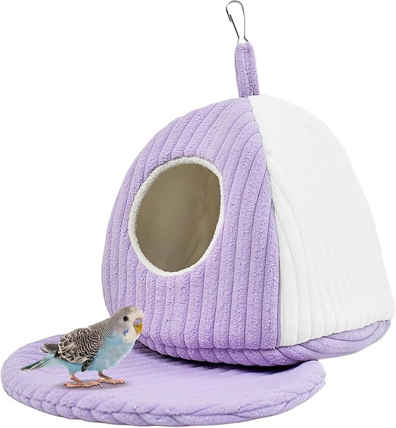 أرجوحة أرجوانية بيضاء معلقة من الفرو للببغاء الأفريقي الرمادي وببغاء الحب والحيوانات الأليفة الصغيرة والمتوسطة - Image 2