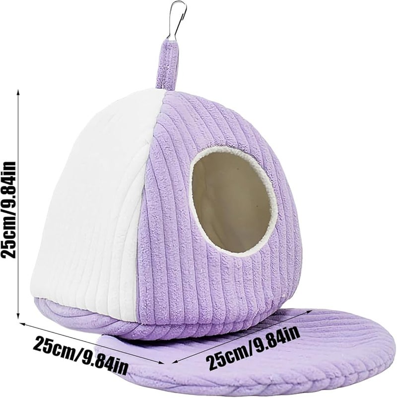 أرجوحة أرجوانية بيضاء معلقة من الفرو للببغاء الأفريقي الرمادي وببغاء الحب والحيوانات الأليفة الصغيرة والمتوسطة - Image 3