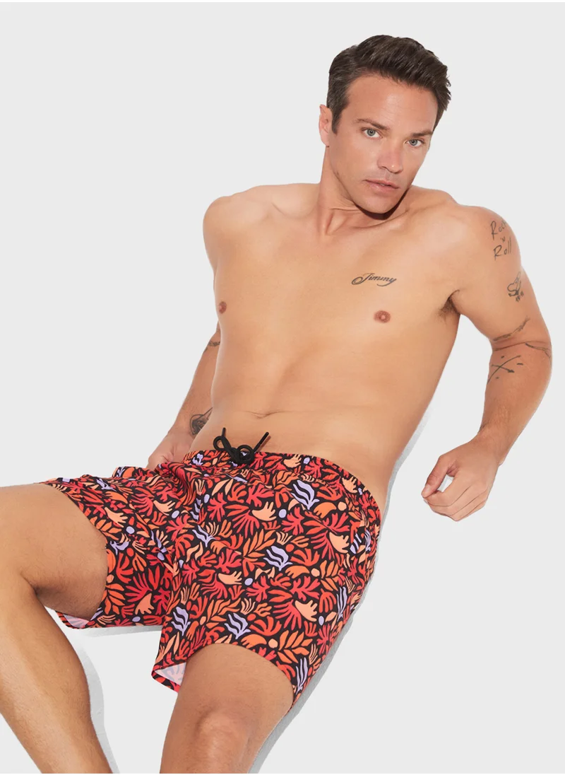 جون Patterned Swim Shorts